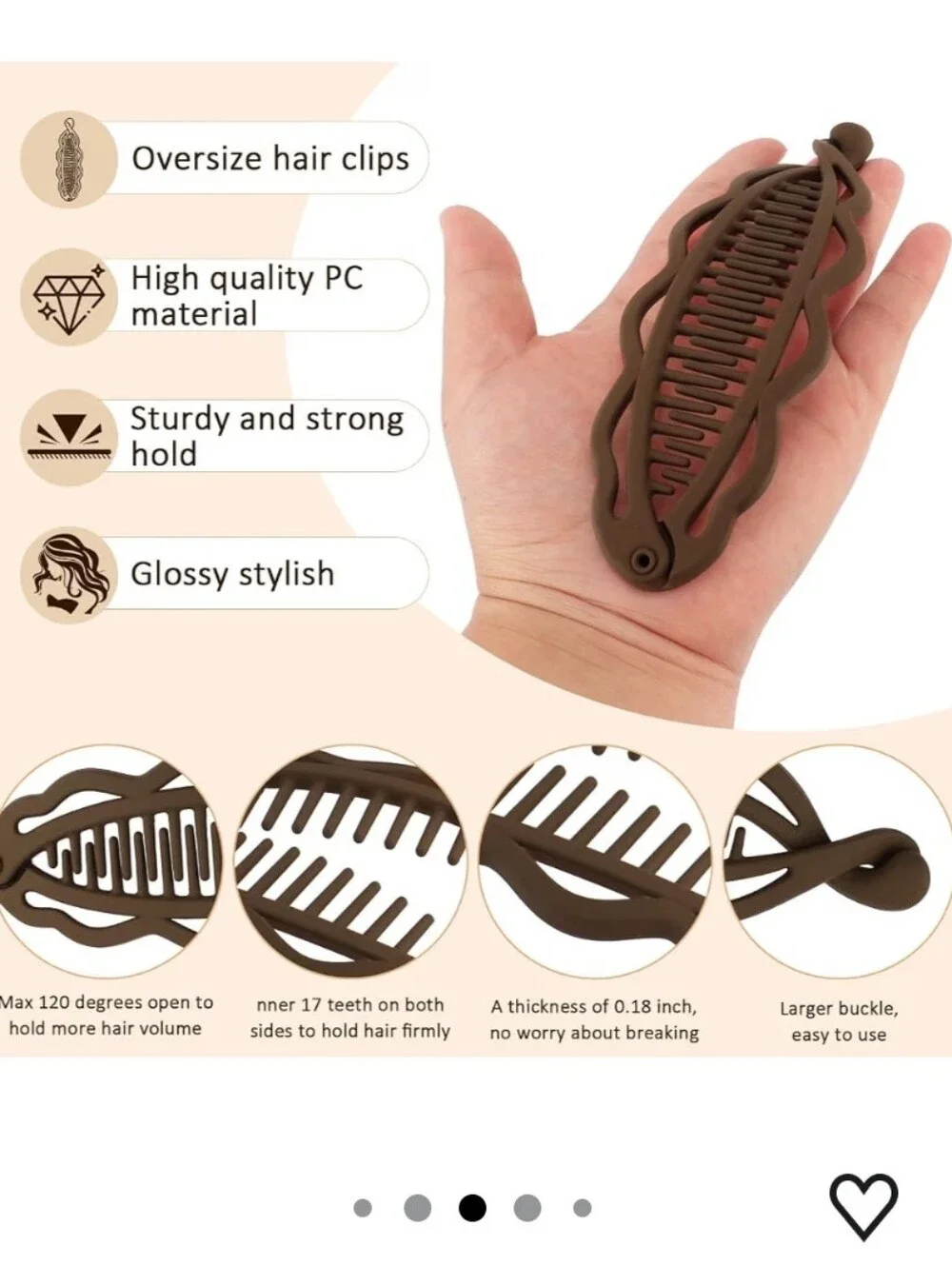 Banana Clips Hair for Thick Hair - 6.69 Inch, Brown & Coffee, 2Pcs